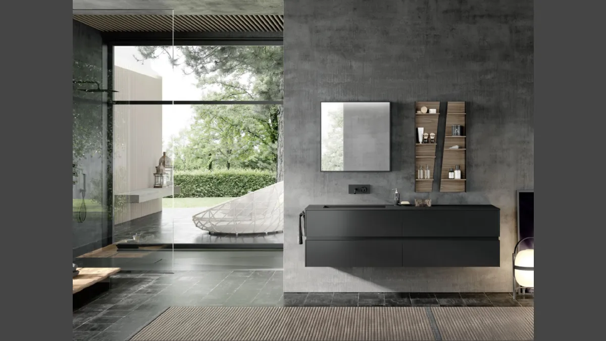 Mobile da Bagno sospeso M2 System 224 in laccato opaco di Baxar