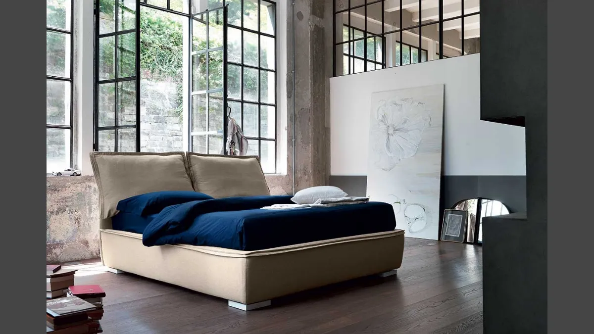 Letto in tessuto con testiera Sandy di Bontempi Letti Design