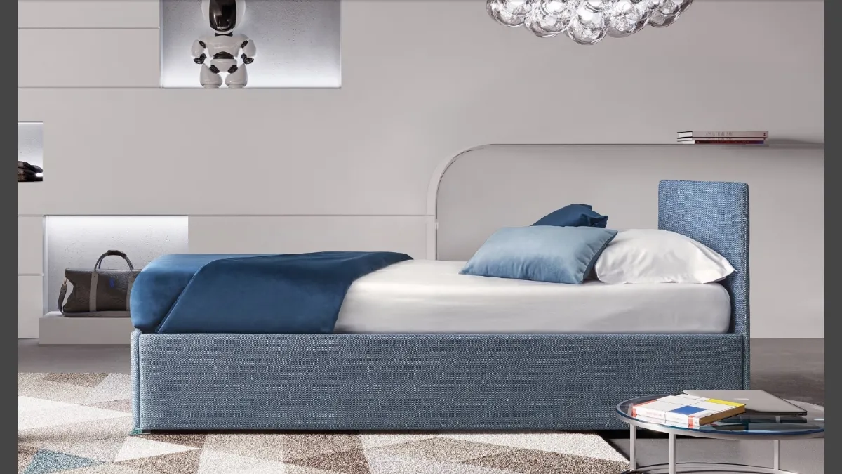 Letto Gelsomino in tessuto con secondo letto estraibile di Le Comfort