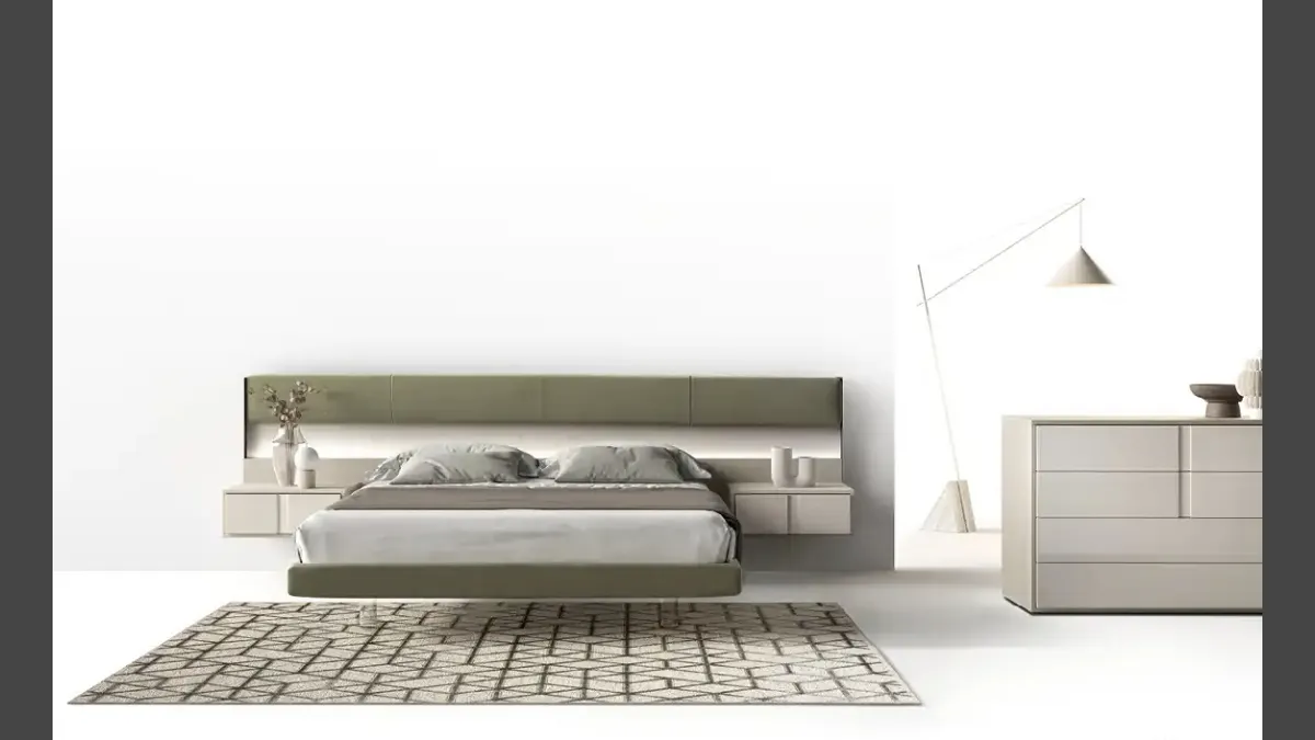 Letto Strip Panels C11 con testiera imbottita di Moretti Compact Giorno Notte