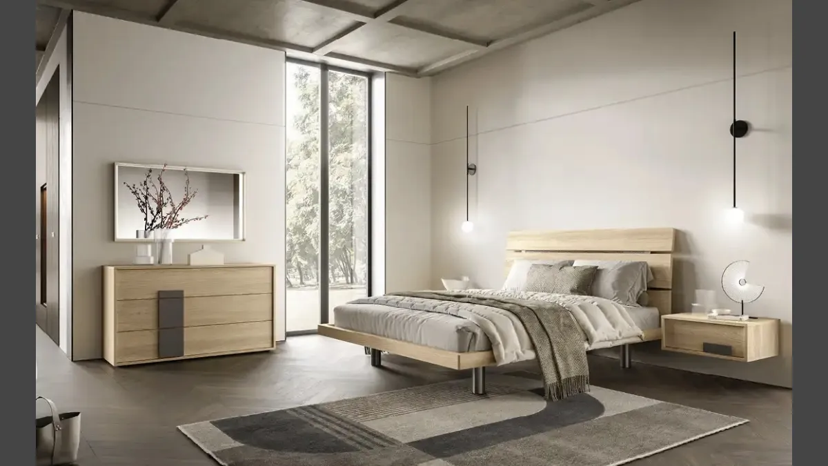 Letto Tree G14 in nobilitato rovere miele di Moretti Compact Giorno Notte