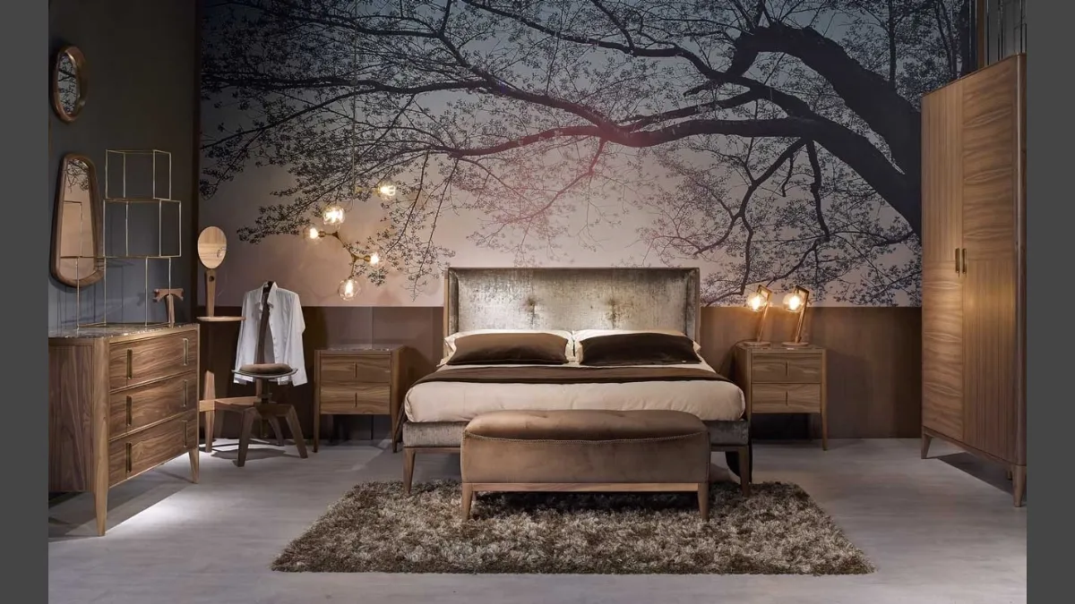 Letto in velluto con struttura in legno Contemporary Nights di Volpi