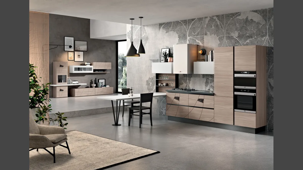 Cucina Moderna con penisola Lapis 01 di Spar